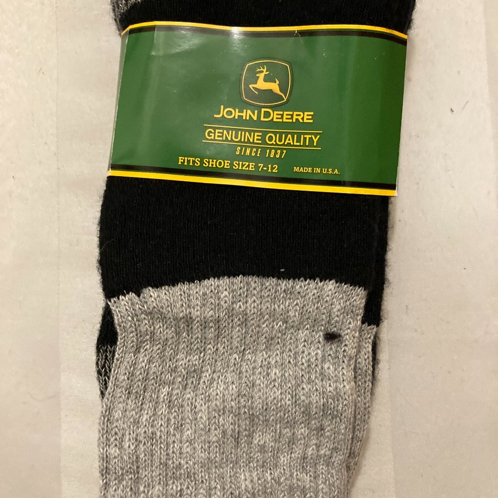NWT Men's Socks NWT Size L 7-12 Black Gray Ankle John Deere Made in U.S.A. …
